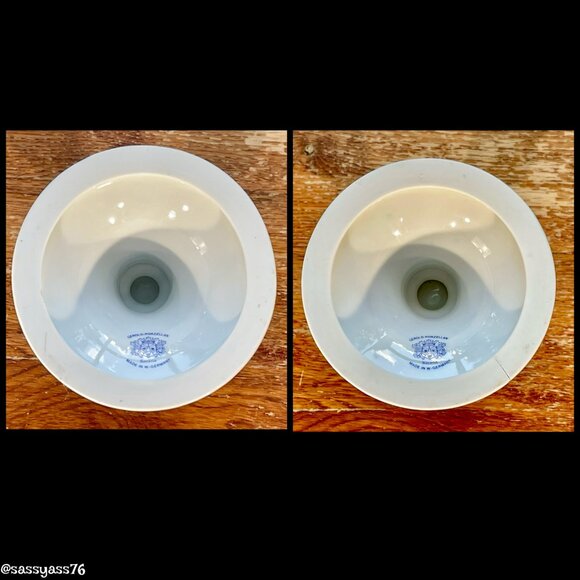 ▪️VTG▪️GEROLD-PORZELLAN▪️Pair Porcelain Gold Trim Holly Berry Candle Holders - Picture 6 of 8